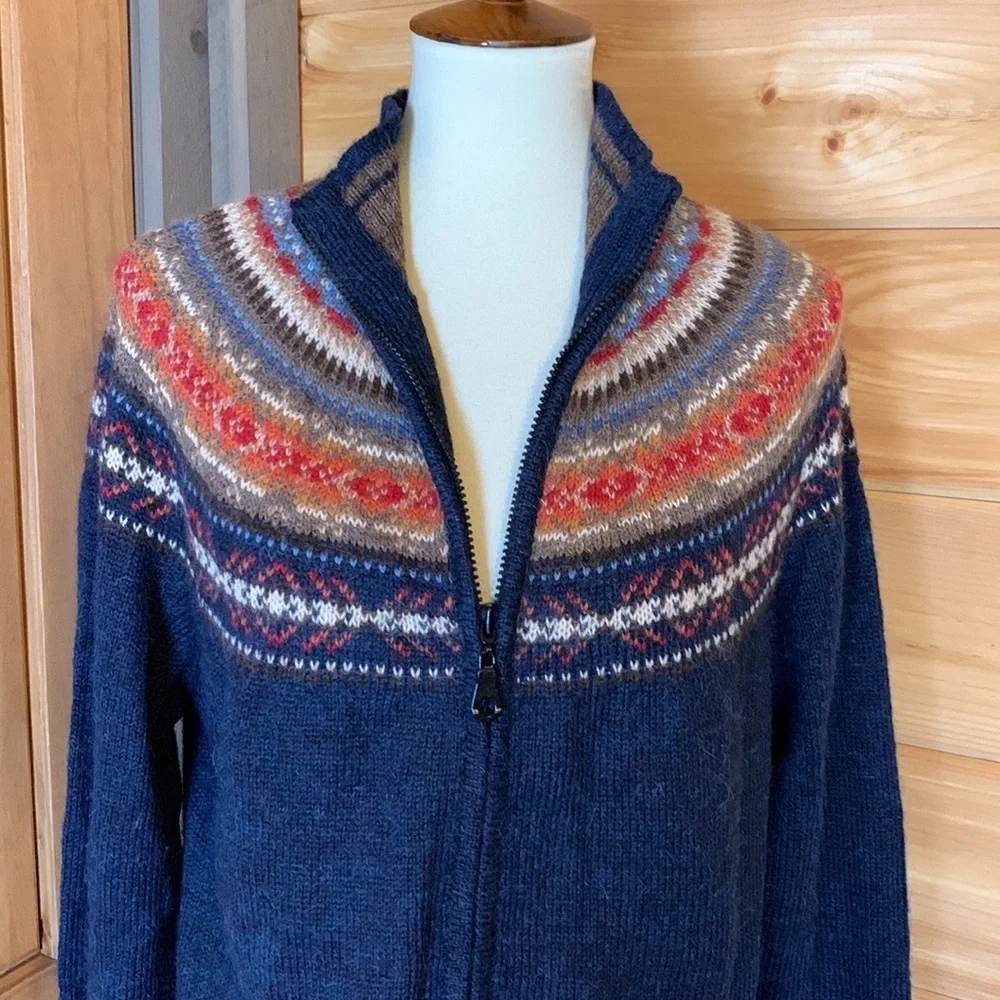 Peruvian Highlands by El Anyi alpaca Fair Isle cardigan sweater Size Medium - Picture 8 of 12